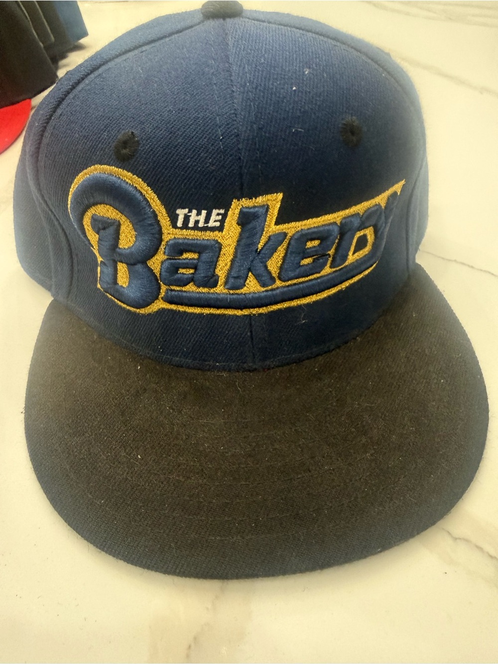 The Bakery Embroidered Snapback Hat - Navy & Black